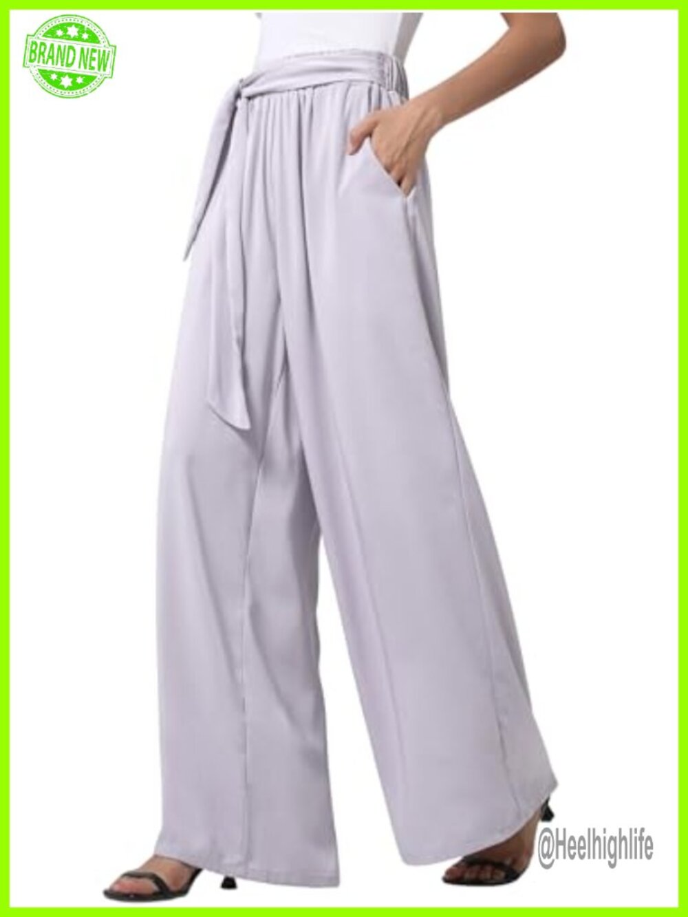 Wide Leg Palazzo Pants Pleated High Rise Flowy Lounge Trousers